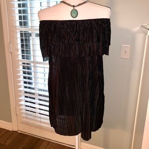 Front of Closet black off the shoulder top